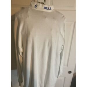 Vintage Buffalo Bills Mock Neck Shirt Mens Large White Long Sleeve Cotton USA